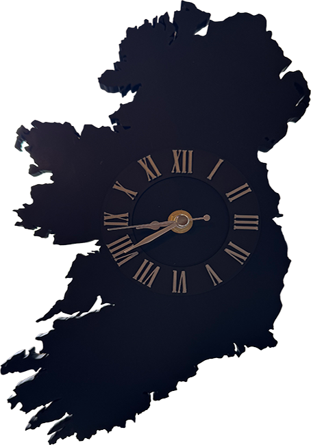 Ireland Map Clock in Black PLA