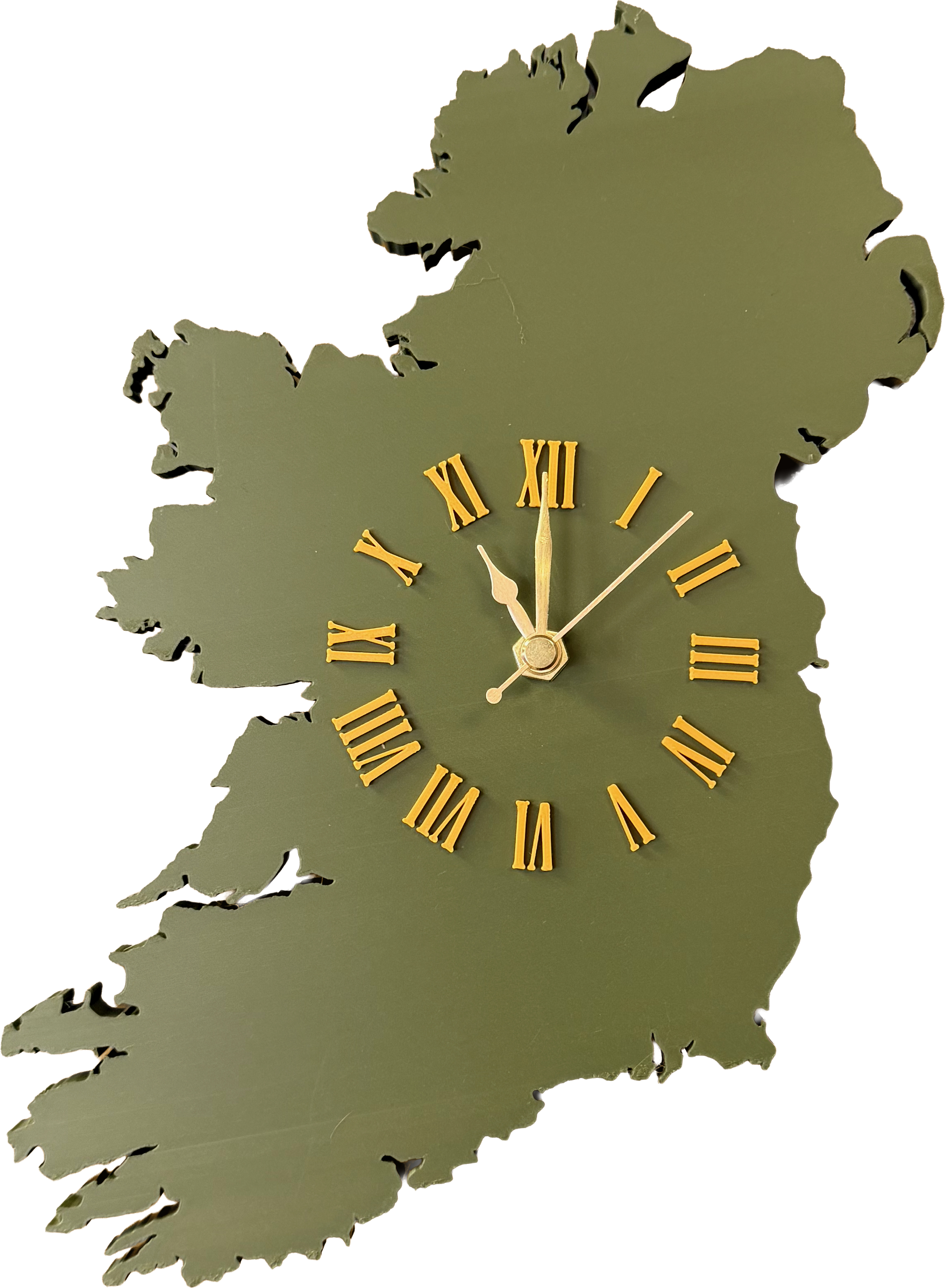 Ireland Map Clock in Matte Green PLA