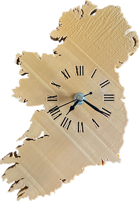 Ireland Map Clock in Wood Effect PLA
